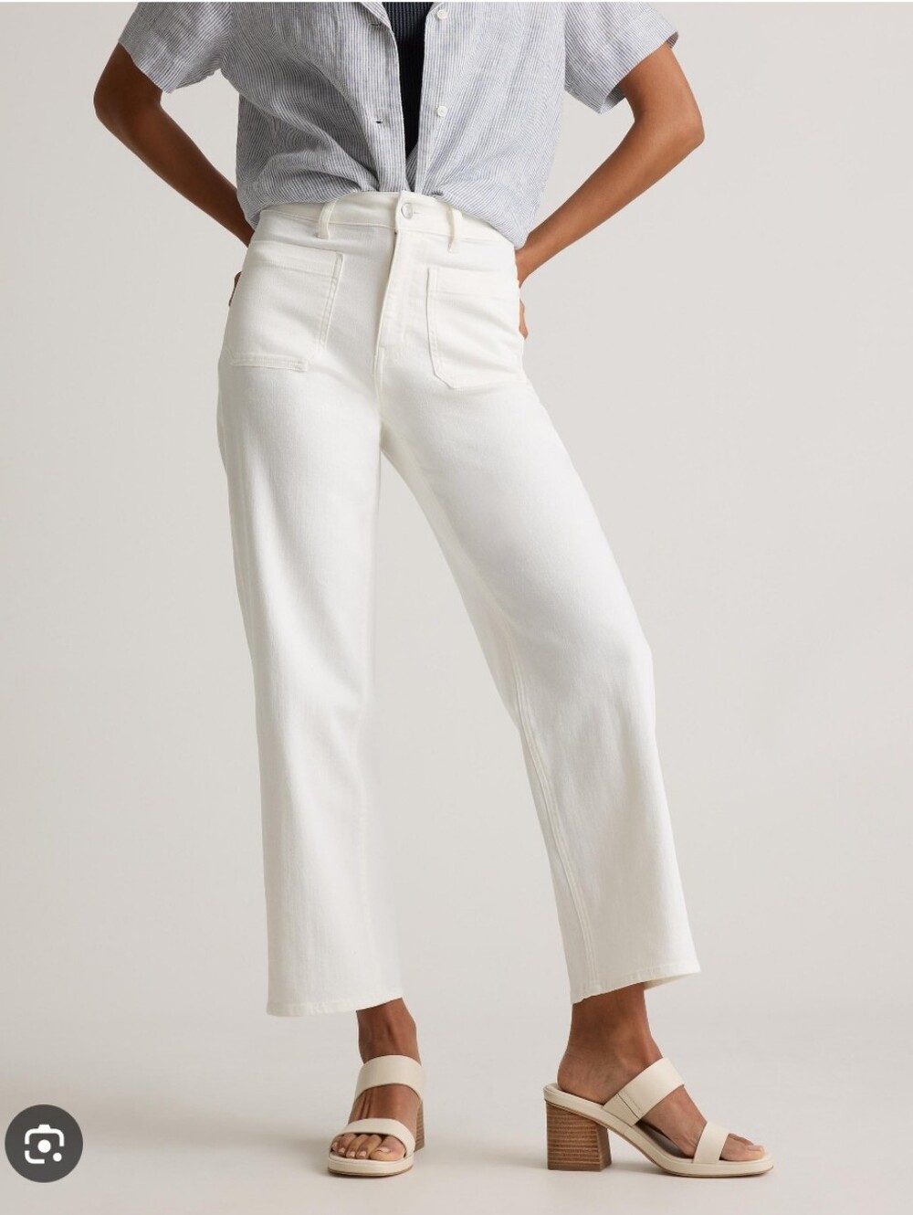Quince White Cropped Wide-Leg Jeans